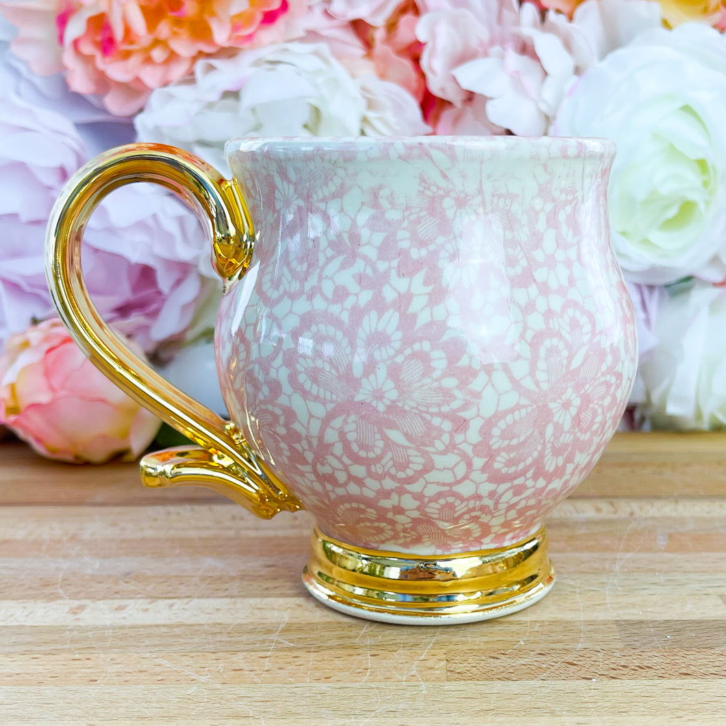 Antique Pink Lace Mug